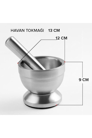 Hometarz Krom Havan Sarımsak Ezici Öğütücü Inox Paslanmaz Çelik