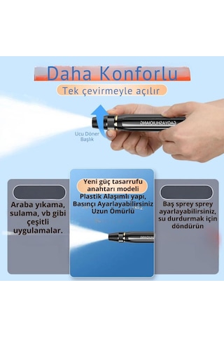 Coofbe Ayarlanabilir Kademeli Basınçlı Hortum Ucu Tabancası Araç Yıkama Tabancası Bahce Sulama Ucu