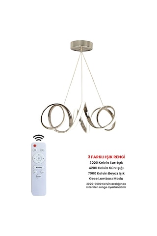 Ransom Kumandalı Dimmerli Kıvrım Ledli Avize Krom
