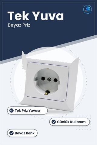 Normal Priz Beyaz Duvar Tipi Elektrik Tesisat Malzemesi Ev Ofis M