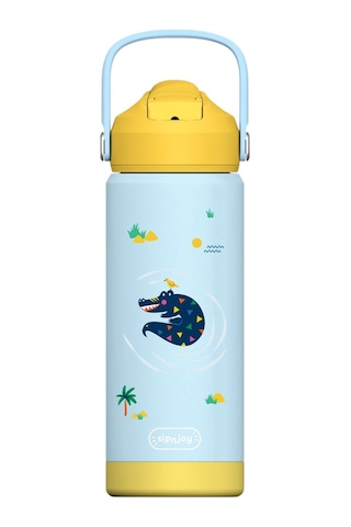 Sipnjoy - Flipsip Çocuk Su Termosu 550 Ml - Snappy Croc Sanppy Croc