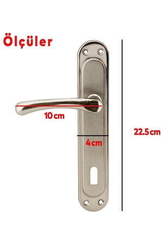 Kumru Nikel Saten Oda Kapı Kolu + Hok Er-40 Ekstra Gömme Kilit İç Kapı Oda Kilidi Rulmanlı Köşeli 40 Mm Takım