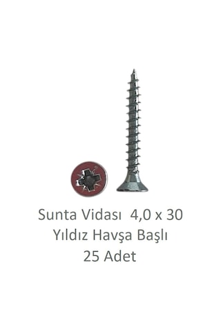Sunta Vidası, 4,0 X 30 Mm, 25 Adet, Yhb Vida 4 x 30