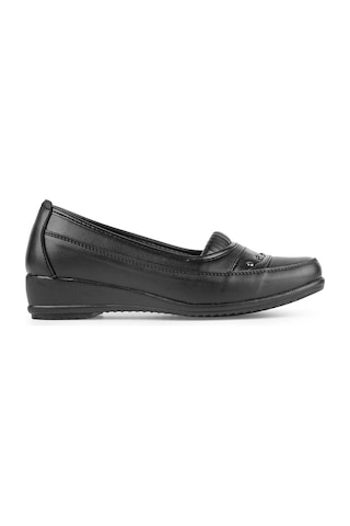 Ern Shoes Kadın Tam Ortopedik İçi Hakiki Deri Günlük Klasik Anne Ayakkabı Siyah