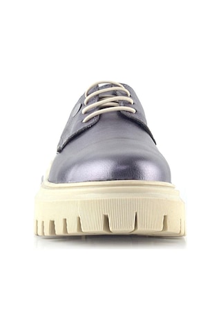 Rakerplus Platin Hakiki Deri Metal Detaylı Bağcıklı Günlük Oxford Ayakkabı Platin