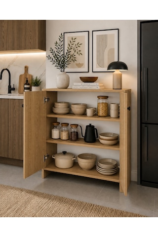 Çeltikçi Model 2 Kapaklı Çok Amaçlı Dolap Ayakkabılık Kitaplık Banyo Dolabı Mutfak Dolabı Atlantik Çam