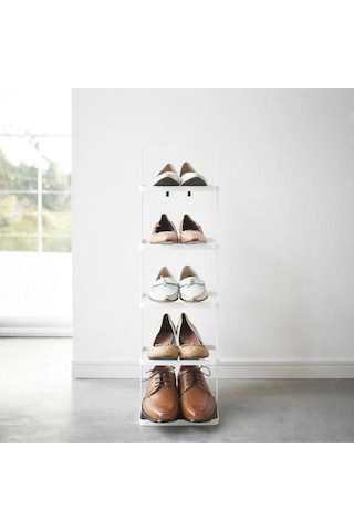 Uzun Silme Metal Ayakkabı Rafı Beyaz