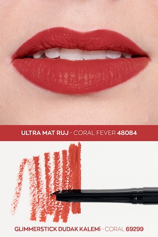 Avon Glimmerstick Dudak Kalemi Coral + Ultra Mat Ruj Coral Fever