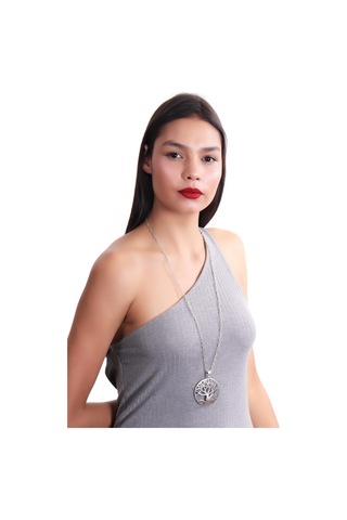 Kadın Antik Gümüş Kaplama Hayat Ağacı Figürlü Kolye Gümüş
