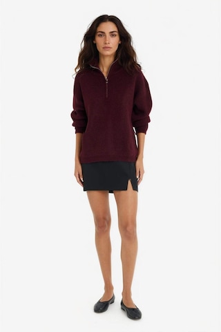 Defacto Relax Fit Yarım Fermuarlı Triko Kazak F3897ax25wnbr226 Bordo