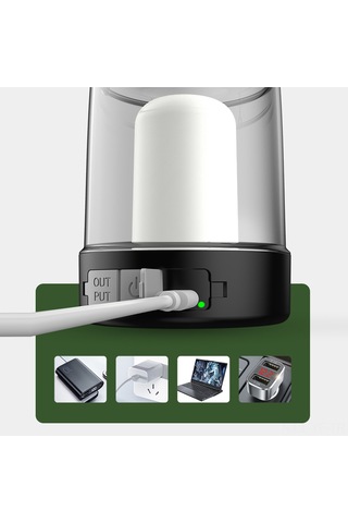 Yifomall Siyah Kamp Lamba, 2400mah Powerbank, 3 Işık Modu Beyaz/ıslak/şamdan , Usb-c Şarj, Ipx4 Su Geçirmez, 2-15 Saat Kullanim Süresi Siyah