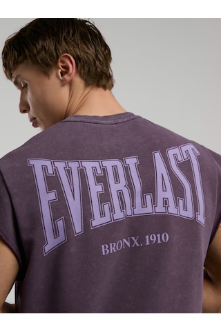 Everlast Bronx 1910 Oversize Yıkamalı Mor Erkek Kolsuz Sweatshirt Koyu Mor