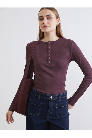 Lcwaıkıkı Classic Bordo Bisiklet Yaka Fitilli Kadın Body
