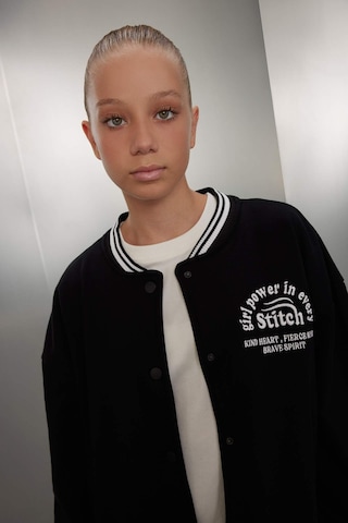 Defacto Kız Çocuk Kolej Yaka Kalın Kumaş İçi Yumuşak Tüylü Bomber Hırka A4816A824AUBK81 Siyah