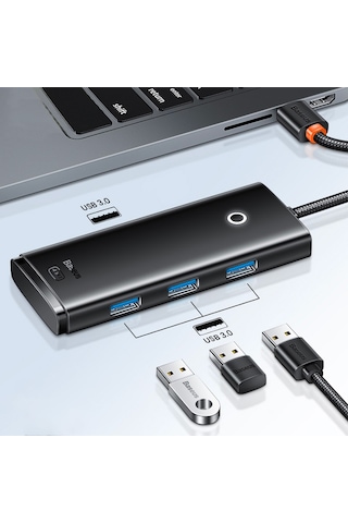 Baseus Lite Series 4Portlu Type-C to USB 3.0 Çevirici Hub Adaptör