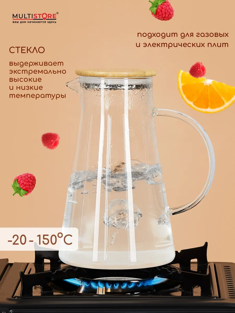 Multıstore 1600 Ml Kapaklı Cam Su Sürahisi 232382851