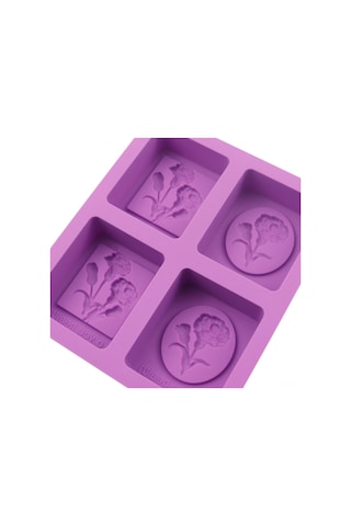 Geeroyoo 4'lü Karanfil Desenli Silikon Kalıp: Sabun, Koku Kiremiti, Reçine Ve Mum Yapımı İçin Esnek, Isı Dayanıklı, Kolay Çıkarım Mor