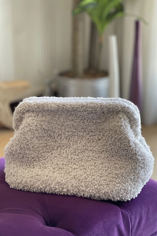 El Yapımı Ekru Renk Teddy Yün Örgü El Çantası Ekru