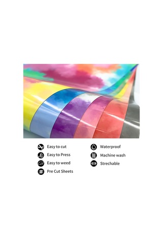 Bulutlar Suluboya Kravat Boya Isı Transferi Vinil Yap İşaret Desen Cricut Film 50 X 100cm Mavi Sarı