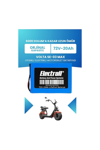 Volta Se-03 Max Uyumlu Batarya Standart Kapasite Lifepo4 72v 20ah Elektrikli Motorsiklet Bataryası