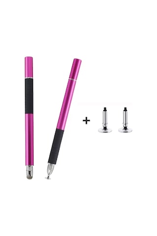 At-31 İletken Kumaş Kafa Hassas Enayi Kapasitif Kalem Kafası 2'si 1 Arada El Yazısı Kalem Kalemi İle Gül Kırmızısı