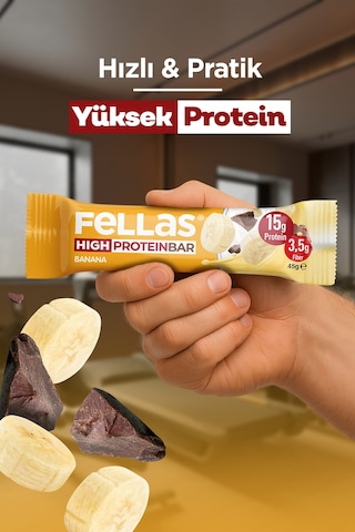 Fellas Yüksek Protein Bar - Muzlu 45 G x 12 Adet
