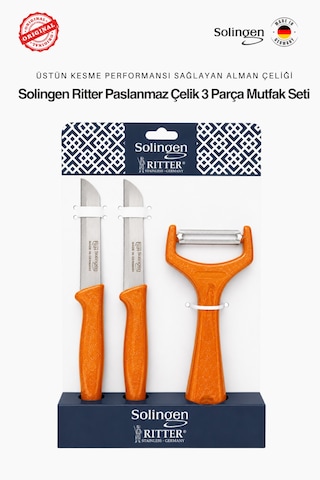 Solingen Ritter 3'lü Paslanmaz Çelik Mutfak Seti Turuncu