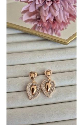 Vip Vintage Kararmaz Heart Küpe Altın