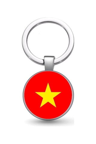 Tamgacrafts Vietnam Vietnam Bayrağı Metal Anahtarlık Ülke Temalı Hediyelik Çok Renkli