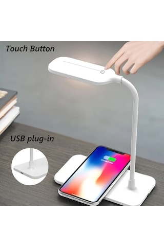 Fastbuy Beşli Dokunmatik Model Katlanabilir Kablosuz Şarjlı Usb Göz Koruyucu Aydınlatma Masa Lambası Füme Füme