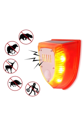 Pm26953 Hareket Sensörlü Solar Alarm Havlama Ve Silah Sesi Alarm Sireni Güneş Enerjili Hayvan Kovucu