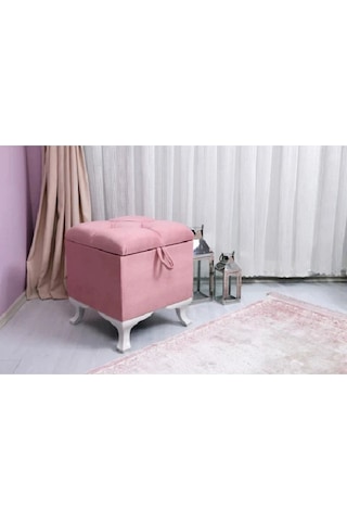 Lüks Sandıklı Kapitoneli Puf 45 45 Cm Pembe