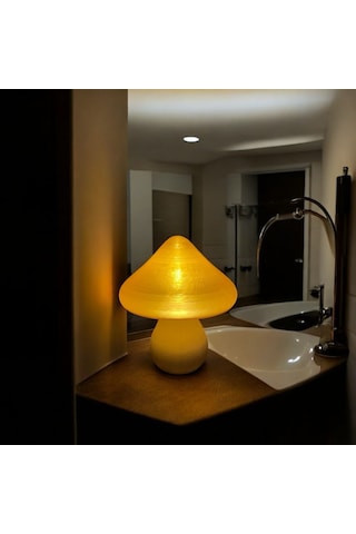 Led Mantar Gece Lambası Pilli, Renkli Ve Dekoratif Işık Eskitme Gold