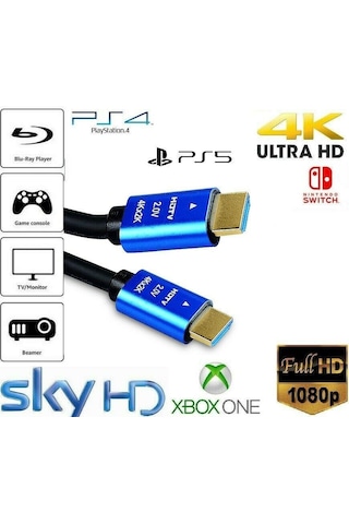 4K Hdmi Kablo 2.0-V 2.0 Hdtv 4K Ultra Hd 3D 60Hz 5 Metre Altın K