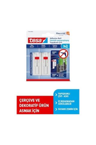 Yapışkanlı Askı - Çivi, İz Bırakmadan Sökülebilir, Fayans Ve Metal Yüzeyler İçin, 3kg X 2 Adet Diğer