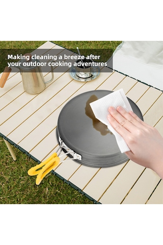 Gajeena Alocs Alüminyum Teflon Kaplama Dış Mekan Pişirme Tava, Katlanabilir Kollü, Leğenlenmeyen, Taşınabilir, Temizliği Kolay Siyah