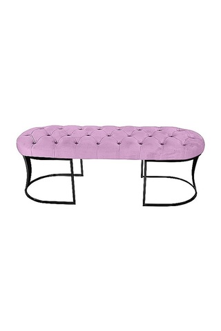 Viego Siyah Bench Puf Pembe