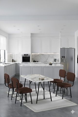 Elfin 70x110cm Sabit Efes Yemek Masası, Yemek Masası Takımı, Mutfak Masası, 4 Kahverengi Sandalye Kahverengi