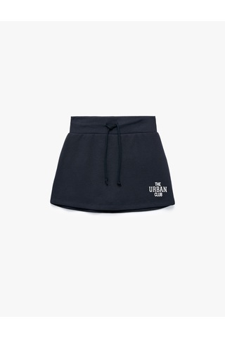 Koton Beli Bağcıklı Slim Fit Nakışlı Mini Spor Şort Etek Lacivert 6sak40430nk