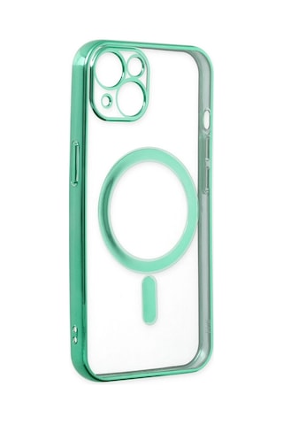 Newface Apple iPhone Uyumlu 14 Plus Kılıf Magneticsafe Lazer Silikon - Semeglbl - 92 Haki Yeşil