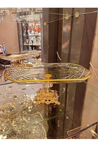 Alfafe Home Timeless Baton Metal Ayaklı Gold Sunumluk - Sunumluk Kase Timeless Serisi Turkuaz