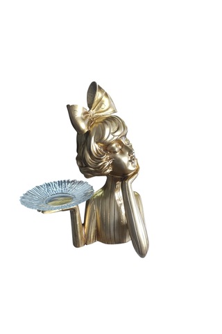 20cm-30cm Ebatlarında Kırılmaz Polyester Tepsili Kız Biblo