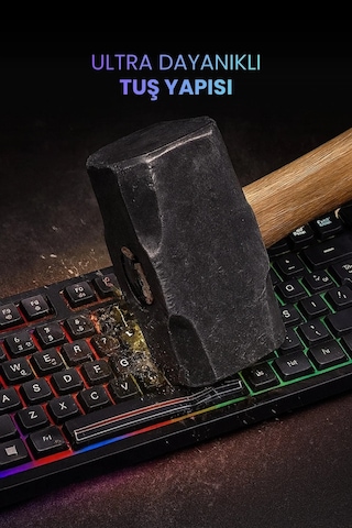 C-66 Rgb Led Işıklı Kablolu Chocolate Klavye + Mouse Set Diğer