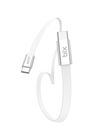 Bix T5cc-wt Beyaz 1 Metre 240w Type-c To Type-c Örgülü Hızlı Şarj Ve Data Kablosu, 480mbps 240w Type C Turbo Şarj Diğer