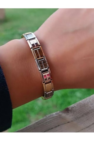 Yazılı Italyan Charm Bilekliği Stainless-steel Gri