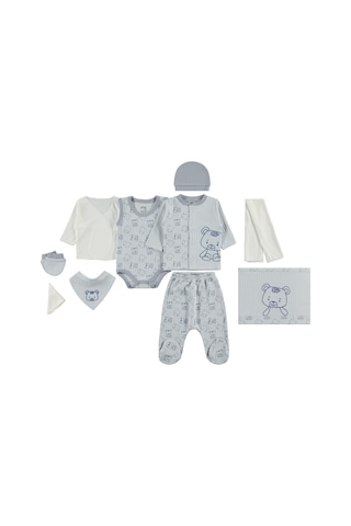 Civil Baby Ayı Baskılı Zıbın Setleri - Mavi Açık Mavi
