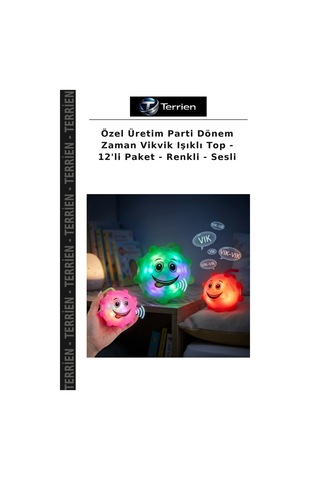Özel Üretim Parti Dönem Zaman Vikvik Işıklı Top - 12'li Paket - Renkli - Sesli Çok Renkli