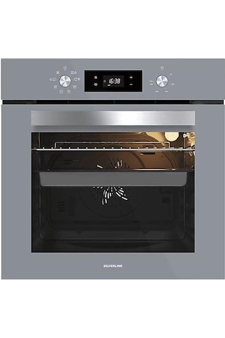 Silverline 3481 Flam Davlumbaz - CS5335S01 Ocak - BO65E4S01 Gri Fırın Gri Cam Ankastre Set