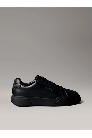 Calvin Klein Erkek Deri Rahat Taban Yuvarlak Burun Calvin Yazı Detay Siyah Sneaker Hm0hm02070-0gj-12037 Siyah