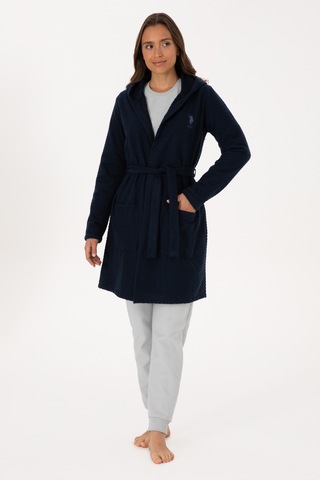 U.S. Polo Assn. Kadın Lacivert Kemerli Sabahlık 50318881-VR033